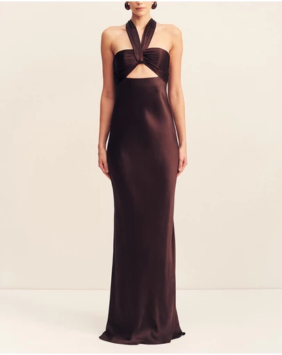 Shona Joy - La Lune Ruched Halter Maxi Dress