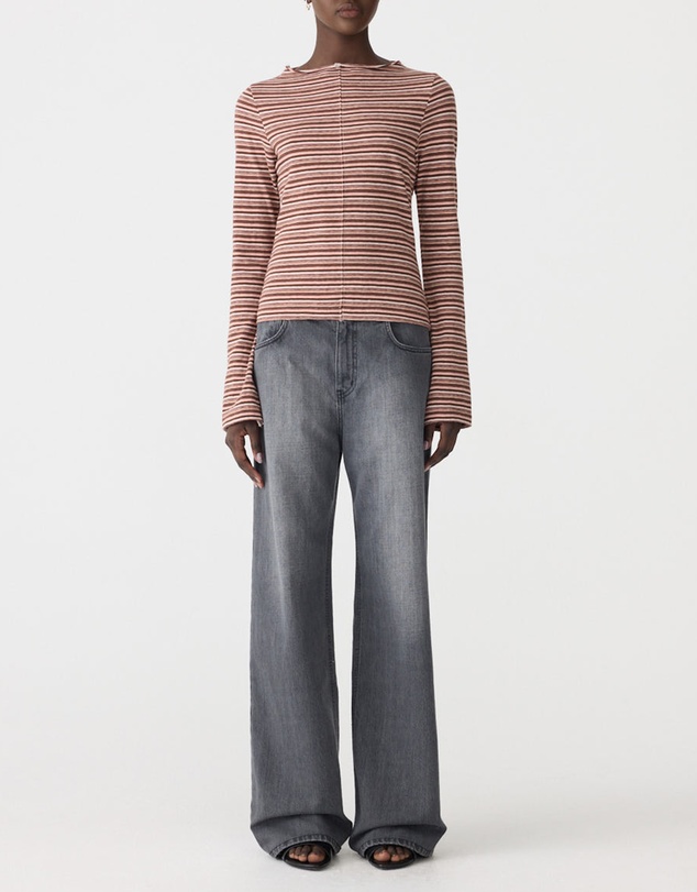 Bassike - Stripe Seam Detail LS Top