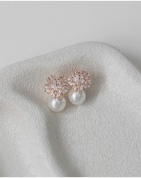 The White Collection - Ivy - Statement Rose Gold Pearl Bridal Earrings