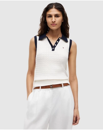 Tommy Hilfiger - Fine Gauge Cable Sleeveless Polo