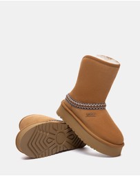 EVERAU - Australian Shepherd Ugg Short Fayle Platform Cow Suede Upper UGG Boots