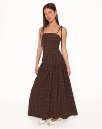Petal & Pup - Mischa Maxi Dress - Brown Polka Dot