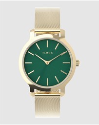 TIMEX - Womens 31mm Transcend Gold-tone Case and Bracelet with Green Dial