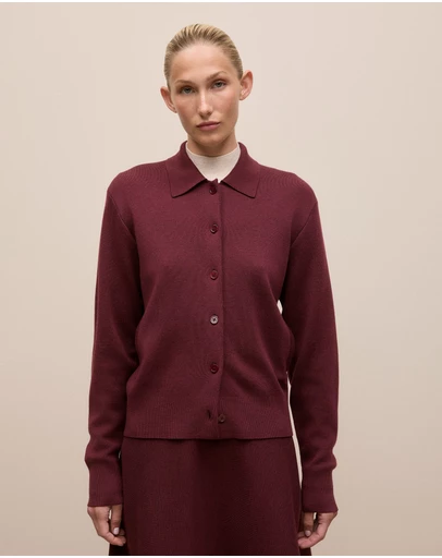 Trenery - Merino Double Knit Jacket in Red Mahogany