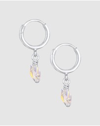 Elli Jewelry - Earrings Kids Creoles Butterfly Pendant Sparkling with Crystals in 925 Sterling Silver