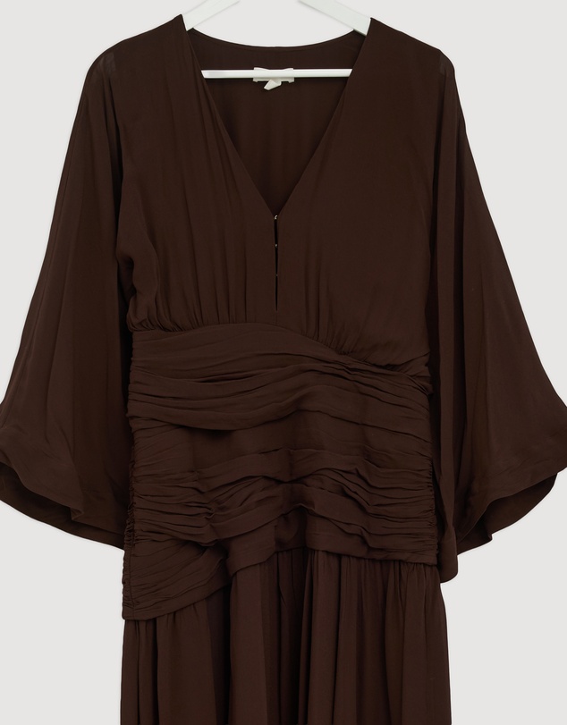 Revibe - Repaired Shona Joy Amina Balloon Sleeve Plunged Maxi Dress - AU 12