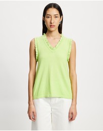 Lindsay Nicholas New York - Frill V-Neck Shell Top