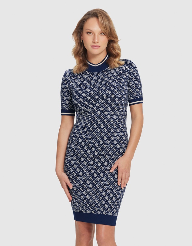 GUESS - Navy Logo Lise Knit Dress