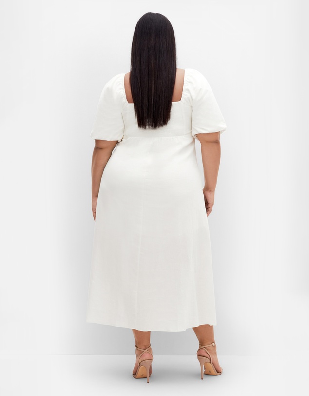 City Chic - Plus size Lori Linen Midi Dress - ivory