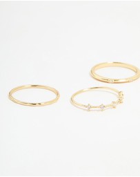 Lovisa - Gold Plated Cubic Zirconia Mixed Detail Rings 5-Pack