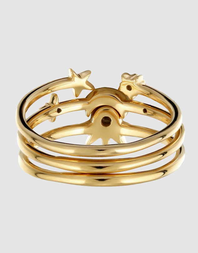 Elli Jewelry - Celestial Zirconia Stacking Ring Set in Gold-Plated 925 Silver