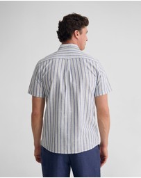 Oxford - Leyton Short Sleeve Stripe Linen Shirt