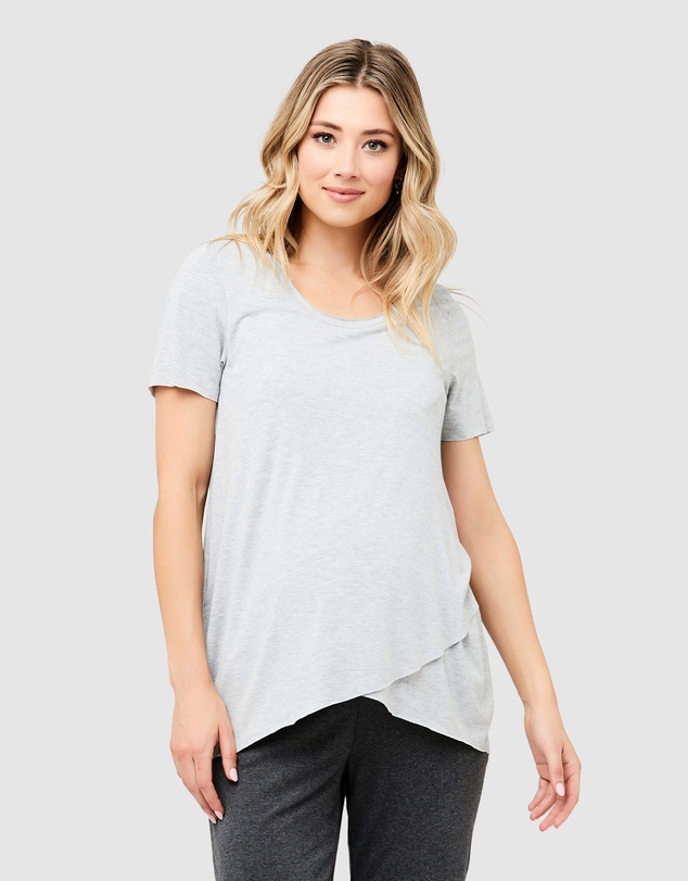 Ripe Maternity - Short Sleeve Raw Edge Nursing Top