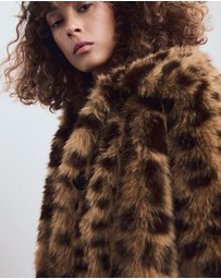 M.N.G - Fur-Effect Leopard-Print Coat