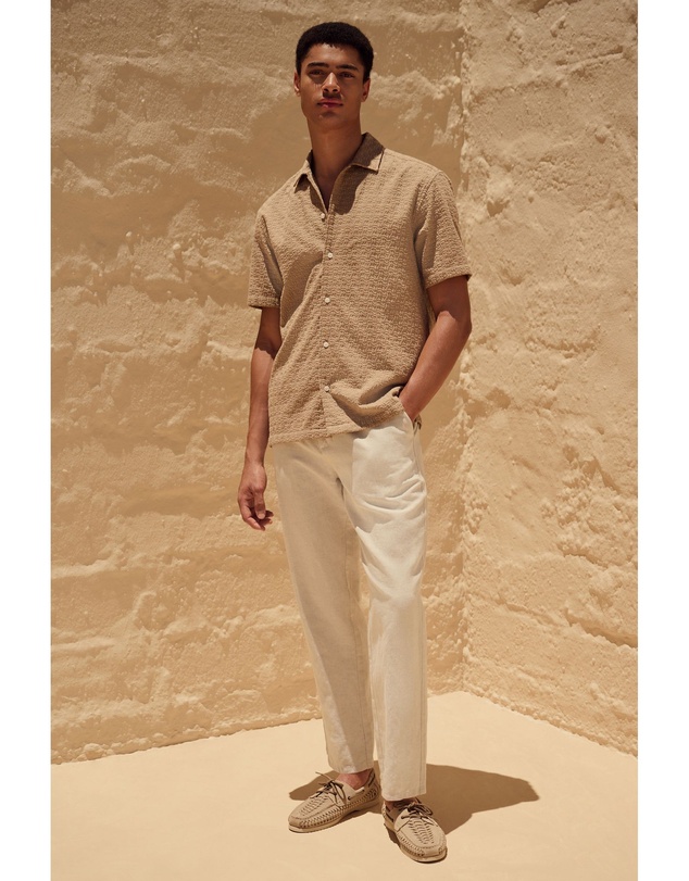 NEXT - Linen Cotton Elasticated Drawstring Trousers Regular Fit