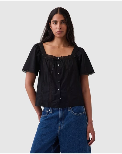 GAP - SS Lace Femme Square Neck Top