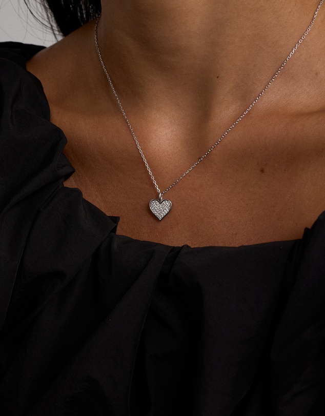 Michael Hill - Cubic Zirconia Closed Heart Pendant Necklace in Sterling Silver