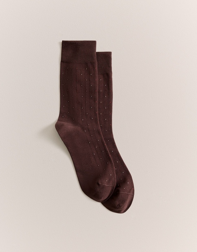 Trenery - Dot Rib Crew Sock in Espresso
