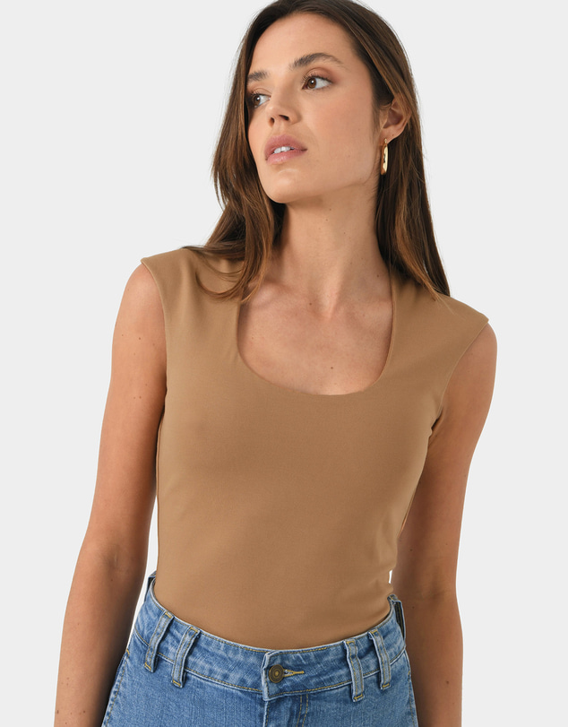 Forcast - Soho Rounded Square Neck Top