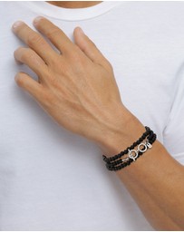 Kuzzoi - ICONIC EXCLUSIVE - Bracelet Male Lava Beads Black 925 Sterling Silver