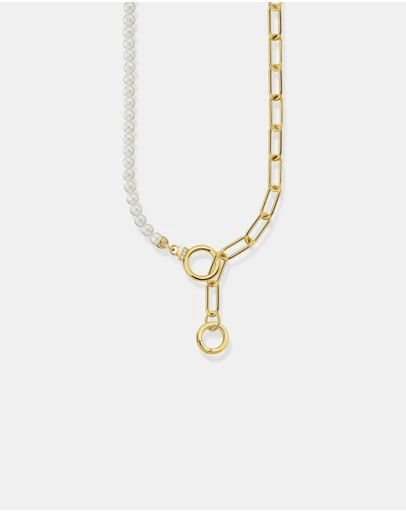 THOMAS SABO - Golden Necklace with Freshwater Pearls and Zirconia