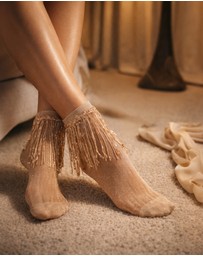 High Heel Jungle - Stevie Metallic Lurex Socks With Glitter Fringe
