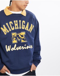 Vintage by The Real Deal - Pre Loved - Vintage 80s NCAA University of Michigan Wolverines Collared Sweatshirt