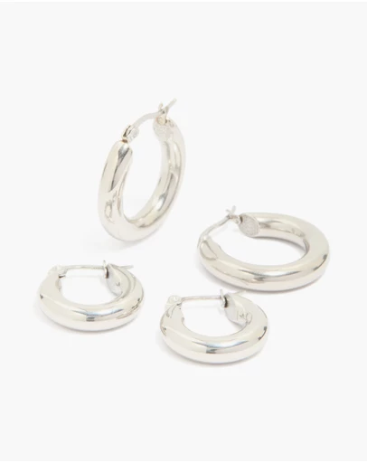 Lovisa - Waterproof Stainless Steel Tube Hoop Earrings 2-Pack