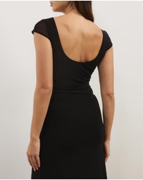 Atmos&Here - Rowe Mesh & Jersey Cap Sleeve Maxi Dress