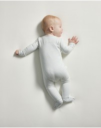 Grow Kindly - Light Zippee Baby Romper in Dusk Blue Stripe (0.2 TOG)