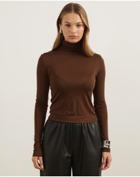 Atmos&Here - Wool Blend Roll Neck Long Sleeve Top