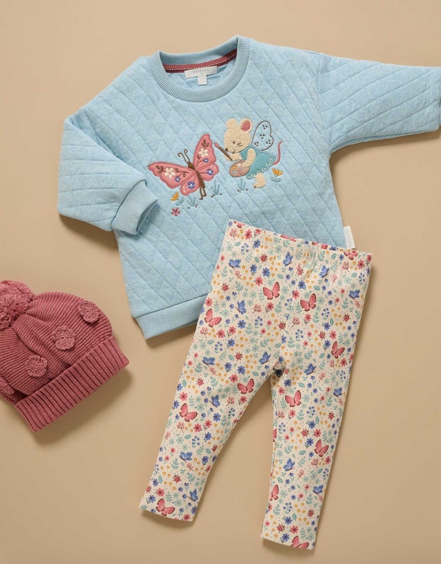 Purebaby - Butterfly Thick Pocket Leggings -Kids-Babies