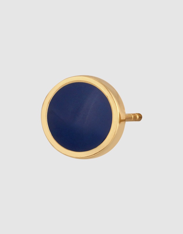 Kuzzoi - ICONIC EXCLUSIVE - Earrings Male Basic Circle Geo Enamel Blue 925 Sterling Silver Gold Plated