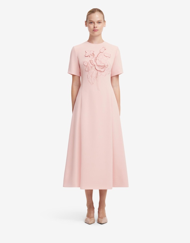 LEO LIN - Caroline Applique Short Sleeve Midi Dress