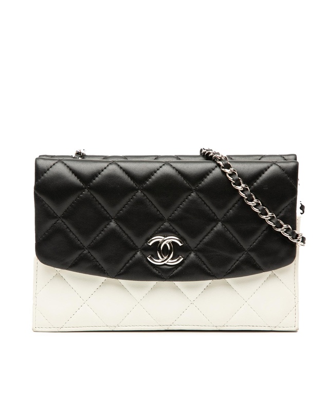 Pre-Loved by Azura Reborn - Pre-Loved CC Bicolor Quilted Lambskin Double Sided Wallet on Chain