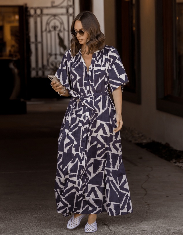ALEXANDRA - Kitto Dress Navy Geo Print