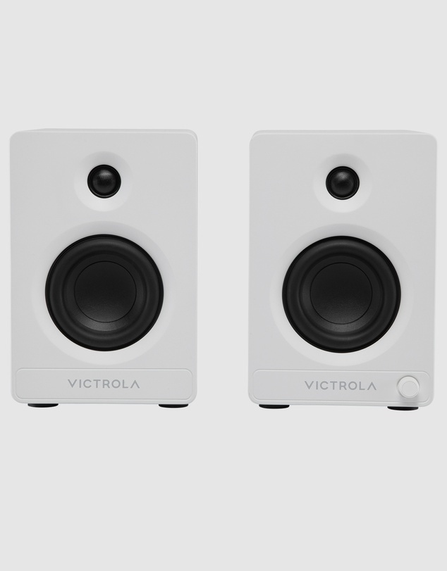 Victrola - Victrola Automatic Turntable + Victrola Tempo Bookshelf Speakers Bundle - White