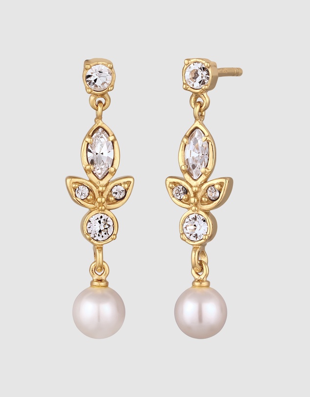 Elli Jewelry - Crystal Cascade Drop Earrings in Gold-Plated 925 Silver