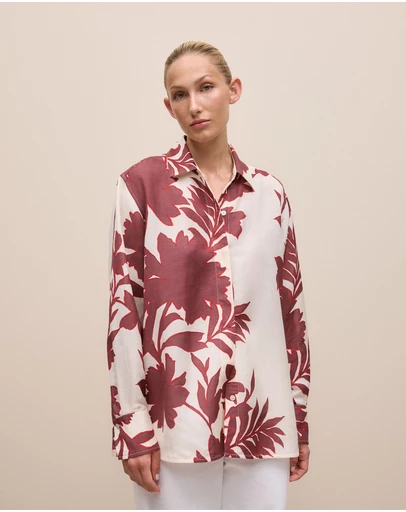 Trenery - Roselle Relaxed Shirt in Red Mahogany