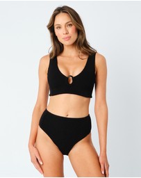 UNE PIECE - Crinkle Cut V-Neck Bralette Bikini Top with Ring