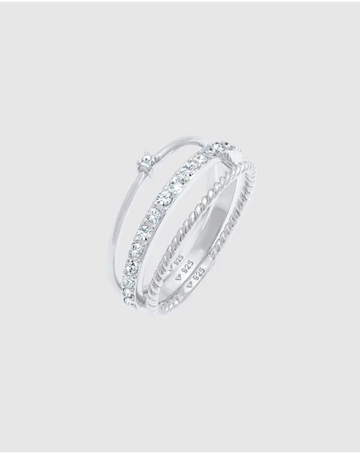 Elli Jewelry - Crystal Ring Set in 925 Silver
