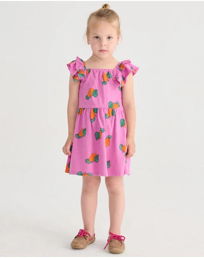 Bobo Choses - Tangerine All Over Ruffled Dress - Babies-Teens