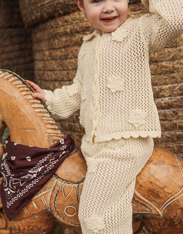 Kynd Baby - Crochet Flair Pant in Vanilla