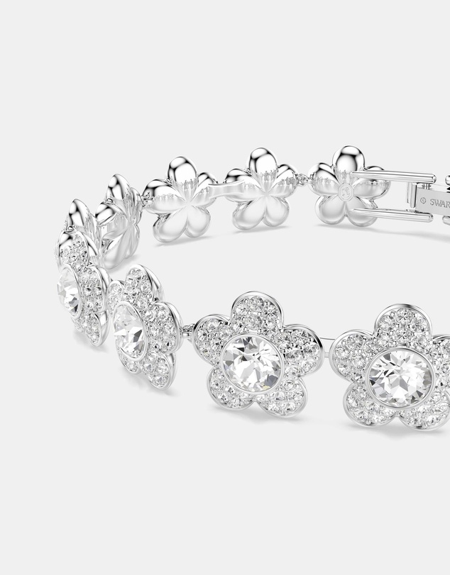 Swarovski - Ariana Grande X Swarovski Bracelet, Round Cut, Flower, White, Rhodium Plated