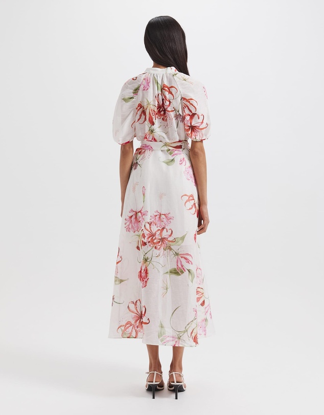 SABA - Mariposa Silk Linen Midi Dress
