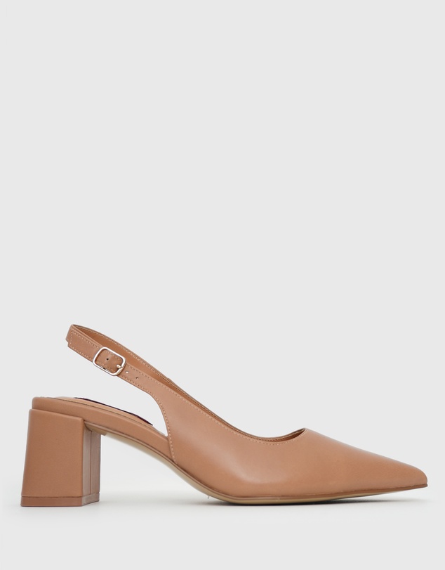 Betts - Wider Fit Kendra Leather Pointed Toe Slingback Pumps