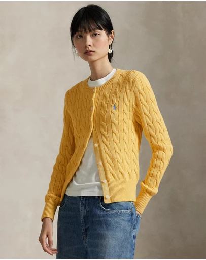 Polo Ralph Lauren - Cable-Knit Cotton Crewneck Cardigan - ICONIC EXCLUSIVE