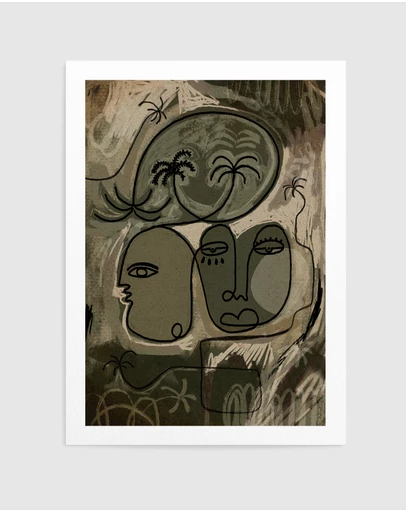 Olive et Oriel - Unwind Along The Palm Path by Shatha Al Dafai Art Print