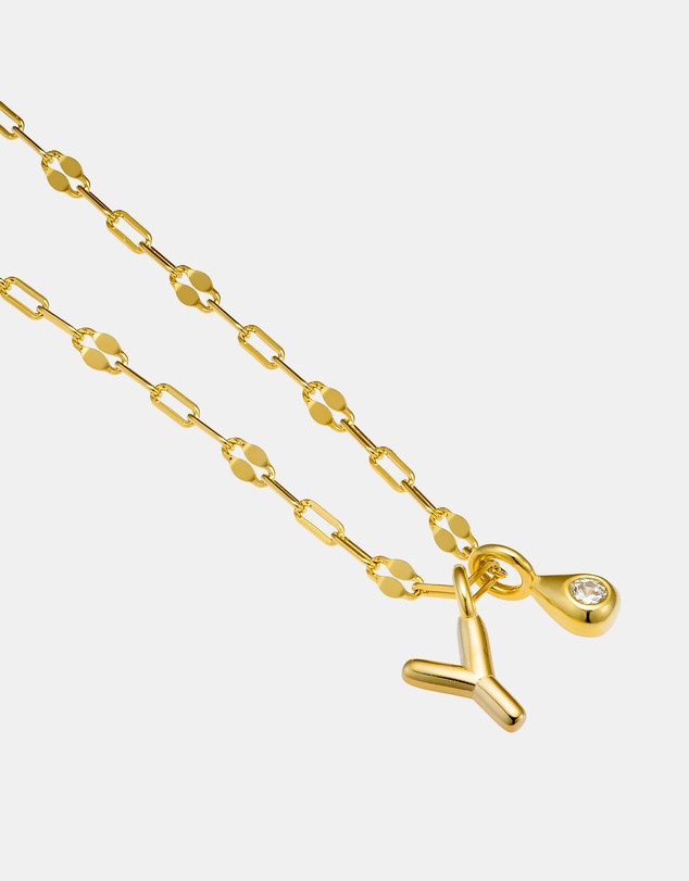 Zoe Olivia - 14K Gold Vermeil Imprint Initial Y Cubic Zirconia Necklace