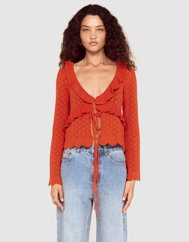 MINKPINK - Fia Pointelle Frill Top